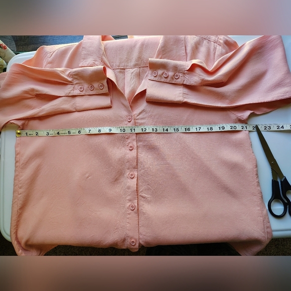 Cloth & Stone By Antropologie Tie-Front Blouse Peach Buttons Lyocell sz M. - Picture 9 of 14